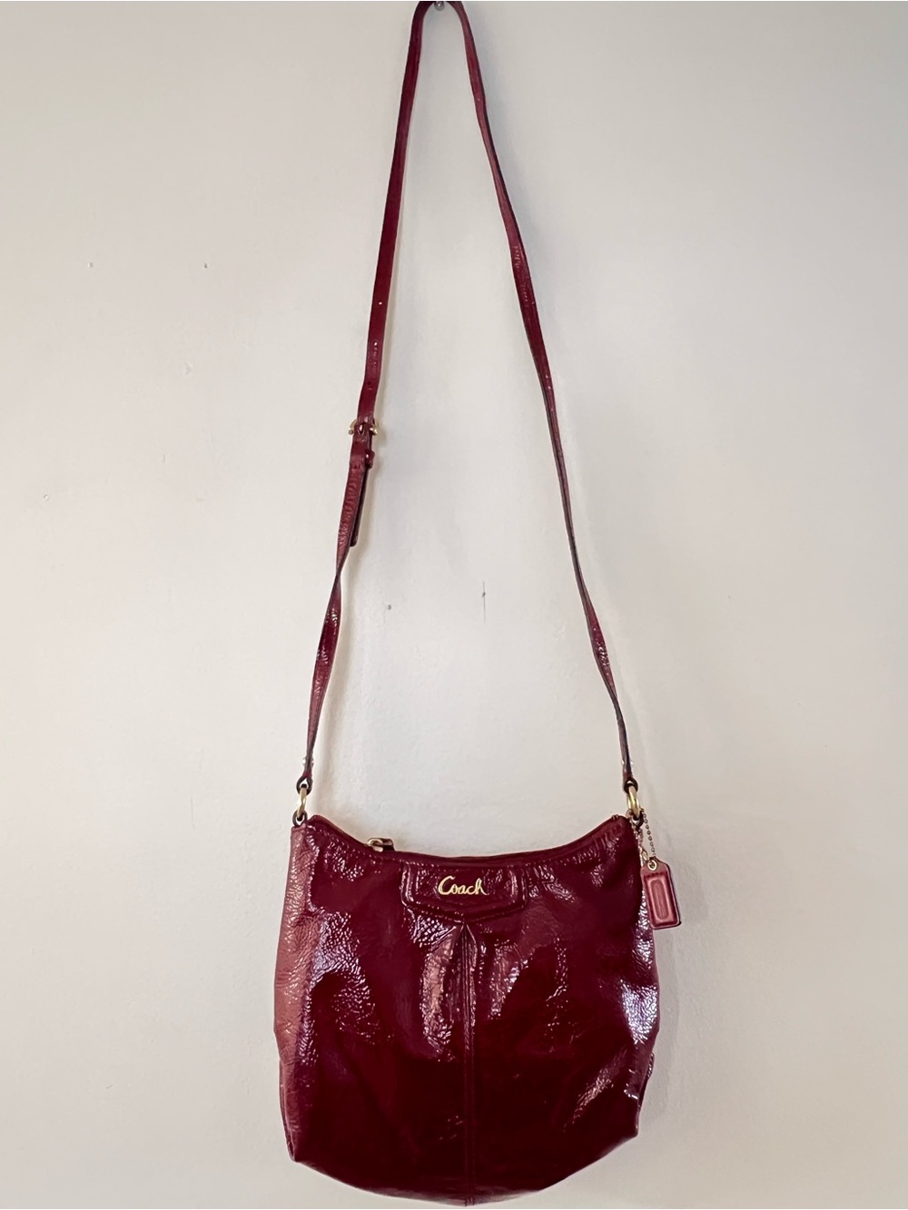 Coach Patent Crossbody Bag in Burgundy